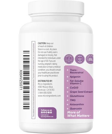NMN Complex 1 000mg Per Serving 120 Veggie Capsules | 10-in-1 with Nicotinamide Mononucleotide Vitamin C Resveratrol CoQ10 TMG Quercetin & Glutathione | NAD+ Supplement Precursor | Filler Free - Buy Online on GoSupps.com