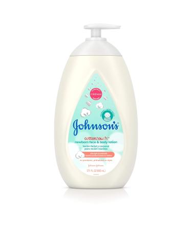 Johnson's CottonTouch Newborn Baby Face and Body Lotion, Hypoallergenic Moisturization for Baby's Skin, Made with Real Cotton, Paraben-Free, Sulfate-Free, Dye-Free, 27.1 fl. oz 27.1 Fl Oz (Pack of 1)