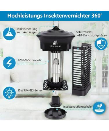 Homesuit 15W Electrical Insect Destroyer | Effective Mosquito Trap & Fly Trap for Bedrooms & Gardens - Buy Online on GoSupps.com