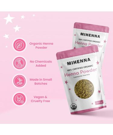 Organic USDA Certified Mihenna Henna Powder for Hair - 100g | Long-Lasting & Pure - 3.53 oz | Pack of 1 - Buy Online on GoSupps.com