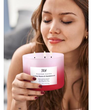 Lychee Guava Sandalwood Candle | 3 Wick Luxury Aromatherapy | 15.8 oz Tropical Fruit & Citrus | Highly Scented Soy Candle for Home | Perfect Gift for Men & Women - Buy Online on GoSupps.com