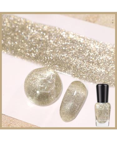 Glitter Nail Polish Shiny Silvery Golden Nail Varnish Champagne Gold Quick Dry Super Sparkling Long Lasting No Need Cure Easy to Apply DIY at Home Manicure Gift for Women & Girls - Buy Online on GoSupps.com