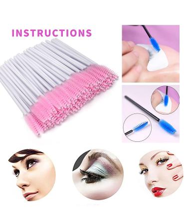 AKStore 200 PCS Disposable Eyelash Brushes Mascara Wands - White-Pink | Cosmetic Makeup Tool Kits - Buy Online on GoSupps.com