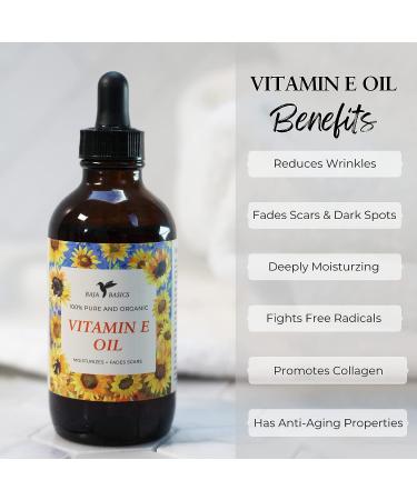 Organic Cold Pressed Vitamin E Oil - 100% Pure Unrefined Moisturizer for Skin, Face, Body, Nails, and Hair - All Natural Skincare - 4 oz Bottle - Buy Online on GoSupps.com