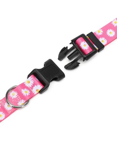 Suredoo Adjustable Soft Nylon Dog Collar for Small & Medium Dogs - Pink Daisy (L 38-63 cm) - Buy Online on GoSupps.com