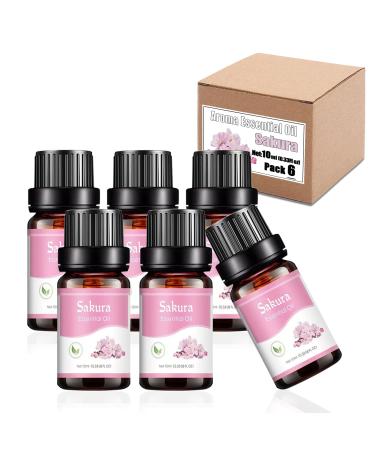 EFH Essential Oils Natural Oils Fragrance Oil for Diffuser Humidifier Home Candle Making Replenish Set-6 Pack Lavender Lemon Peppermint Sweet Orange Sakura 10ML 0.33 Fl OZ (Sakura (Pack 6)) Sakura (Pack 6) 0.33 Fl Oz (Pack of 6)