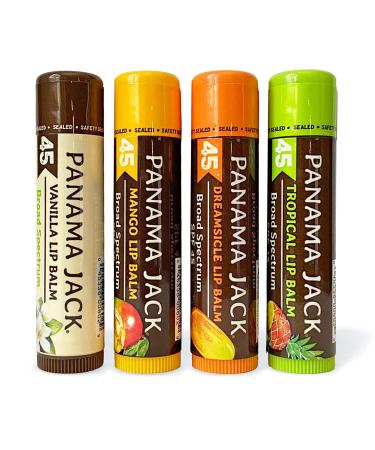 Panama Jack Sunscreen Lip Balm - SPF 45 Flavor Pack Broad Spectrum UVA-UVB Sunscreen Protection Prevents & Soothes Dry Chapped Lips