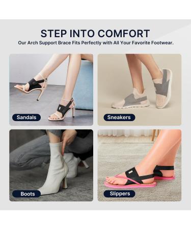 Arch Support Braces for Plantar Fasciitis Relief - Non-Slip Wearable Orthotics with Adjustable Bands & Gel Pads - Unisex One Size HSA/FSA Eligible - Black - Buy Online on GoSupps.com