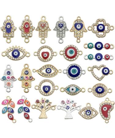 50pcs Assorted Evil Eye Connector Rhinestone Charms for Jewelry Making - DIY Craft (M703) - Buy Online on GoSupps.com