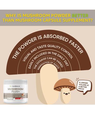 healblend Mushrooms Extract Supplement Blend - Lions Mane Cordyceps Agaricus Turkey Tail Reishi Chaga Shiitake Maitake Plus Adaptogen Complex 1 - Buy Online on GoSupps.com