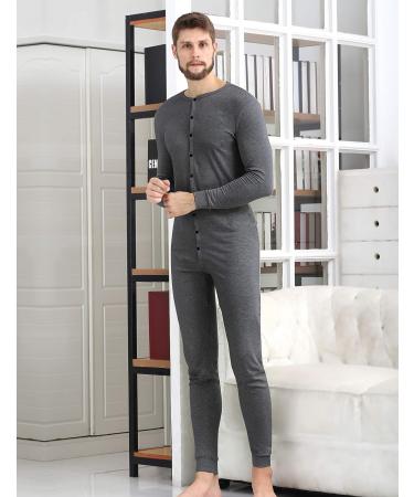 COLORFULLEAF Men's Cotton Thermal Union Suit Onesie Base Layer - Dark Grey (Large) - Buy Online on GoSupps.com