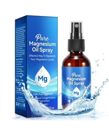 Magnesium Spray Pure Magnesium Oil Spray for Feet Natural Organic Ingredient in Glass Bottle Easy to Absorb and Use (60ML) 2 Fl Oz (Pack of 1)