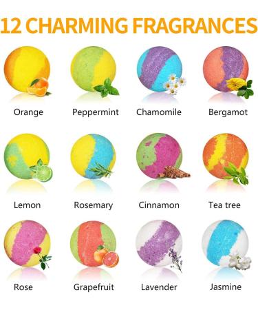 Organic & Natural Bath Bombs 12 Pcs Vegan Gift Set | Scented Effervescent Balls with Plant Essential Oils | Moisturizing Dry Skin | Perfect Gift for Women & Kids | Christmas - Buy Online on GoSupps.com