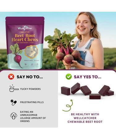 Organic Beet Root Chews Supplements: Beet Soft Chews for Women Men Support Blood & Heart Health Nitric Oxide Boost with Grape Seed Extract CoQ10, Beet Root Gummies Vegan Non-GMO Berry Flavor 60CT - Buy Online on GoSupps.com