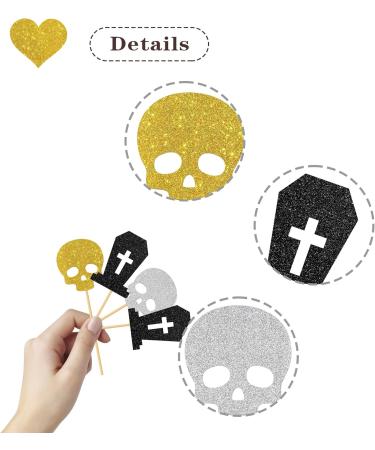MonMon & Craft Skull Cupcake Toppers/Death to My 20s 30s 40s 50s Cupcake Toppers/Farewell Sweet Youth/RIP 20s 30s 40s Birthday Party Decorations/Glitter - 24 Pcs - Buy Online on GoSupps.com