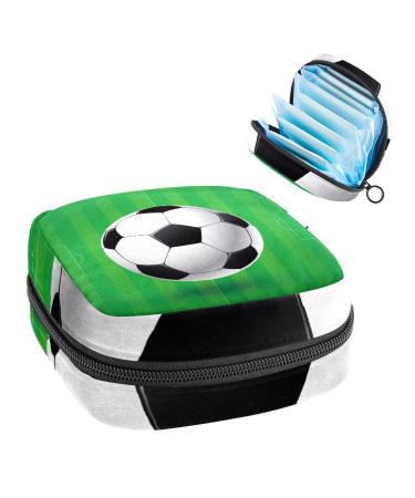 Period Bag Sanitary Napkin Storage Bag Period Pouch Travel Makeup Bag Football and Green Background Color2973