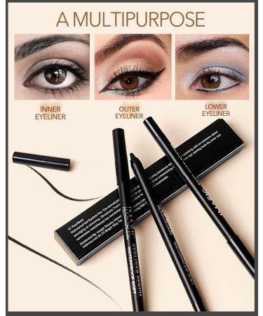 2Pcs Black Waterproof Smudge-proof Gel Eyeliner Pens Soft Eye Liner Pencil Natural Matte Long Lasting Super Smooth Black Eye Liner Easy-to-Sharpen Liner Pencil for Cat Eye Makeup with Pencil Sharpener - Buy Online on GoSupps.com