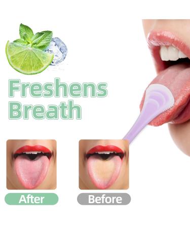 4-Piece Silicone Tongue Scraper Set for Adults - Double-Sided Tongue Cleaners for Bad Breath Fresh Breath Easy to Carry - Green Pink Purple Orange - Buy Online on GoSupps.com