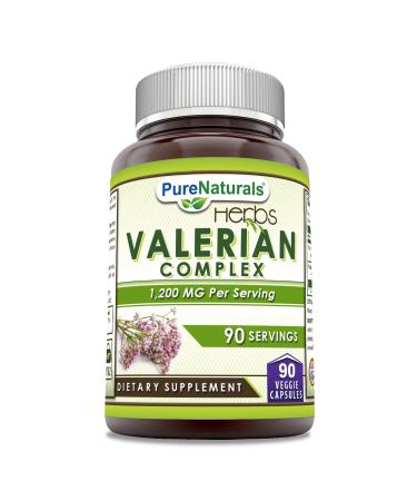 Pure Naturals Valerian Complex Supplement | 1200 Mg | 90 Veggie Capsules | Non-GMO | Gluten Free | Made in USA