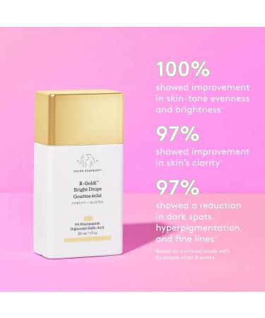 Drunk Elephant B-Goldi Bright Drops - 30 ml/1 fl oz - Illuminating Color Serum Drops - Clean Clinical Skincare - Cruelty-Free - Dermatologist-Tested - Free of Essential Oils Silicones and Fragrance - Buy Online on GoSupps.com