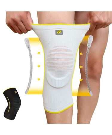 Bracoo Thin Knee Compression Sleeve for Knee Pain Women & Men Brace Support with Patella Pad & Side Stabilizers Breathable & Lightweight for Daily Use Walking Running Workout KE60 Large Grey
