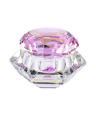 Minkissy Nail Art Dappen Dish Diamond Shape Nail Crystal Bowl with Lid for Nail Acrylic Liquid Powder (Pink)