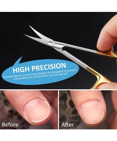 Qunzhao Cuticle Scissors for Women and Men Curved Stainless Steel with Tip Grooming Blades Manicure Nail for Dry Skin Nail Scissors (4) - Buy Online on GoSupps.com