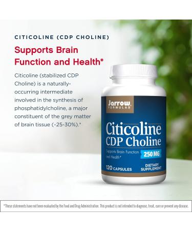 Jarrow Formulas Citicoline (CDP Choline) 250mg - 120 Capsules x 2 (240 Servings) - Brain Health & Attention Support - Buy Online on GoSupps.com
