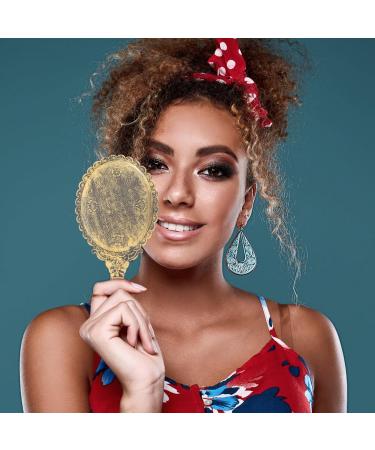 Beaupretty Vintage Handheld Mirror Set - Portable Cosmetic Barber Mirror for Salon Travel - 2pcs, Gold - Buy Online on GoSupps.com