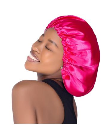 COSPACK SWEET SATING Extra Large Adjustable Satin Hair Cap - Double-Aged Turnable Neon Pink & Beige for Comfortable Sleep - Buy Online on GoSupps.com