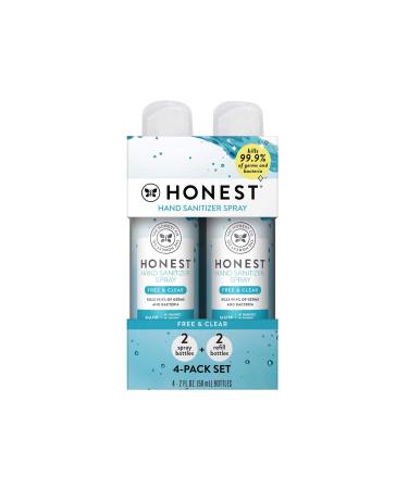 The Honest Company Hand Sanitizer Spray Free + Clear 4 Count 2 Fl. Oz. (8 Fl. Oz.)