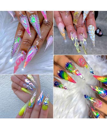 Flame Reflections Nail Stickers - 16PCS Halloween Holographic Fire Flame Nail Art Decals for Nails Manicure DIY - Buy Online on GoSupps.com