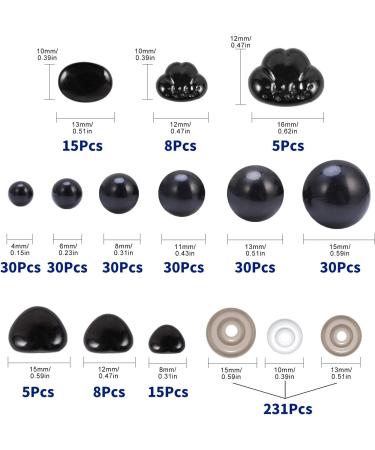462pcs Black Safety Eyes and Noses for Stuffed Crochet Crafts - Plastic With Washers Included - Buy Online on GoSupps.com