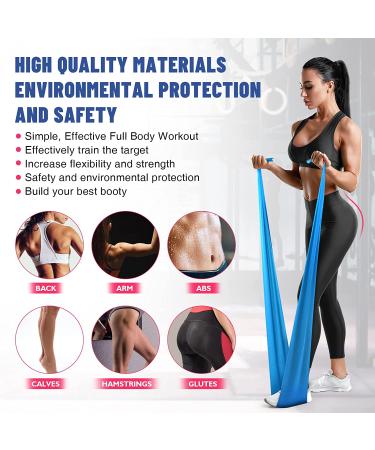 Resistance Bands Set for Physical Therapy & Strength Training - Elastic Bands for Yoga, Pilates & Stretching - 4.9ft, with Different Strengths - Blue/Yellow/Pink - Buy Online on GoSupps.com