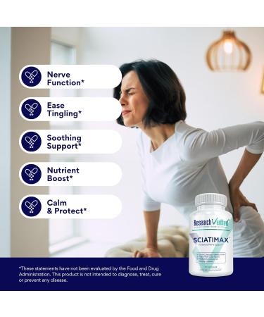 Research Verified Sciatimax Sciatica & Nerve Support with B Vitamins Magnesium Corydalis Boswellia & Alpha Lipoic Acid 60 Vegan Capsules 60 Count (Pack of 1) - Buy Online on GoSupps.com