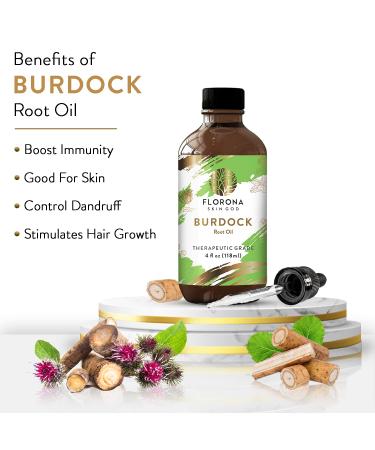 Florona 100% Pure Burdock Root Oil - 4 fl oz for Hair, Face & Skin Care - Buy Online on GoSupps.com