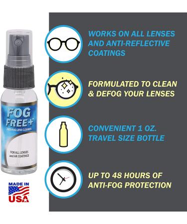 Fog Free Plus Anti-Fog Spray for Glasses - 1 oz. (29.5 mL) - Lens Cleaner and Defogger for All Lenses - Prevents Fog on Eyeglasses and Sunglasses with Anti-Reflective Coatings - Buy Online on GoSupps.com