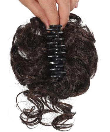 Claw Messy Bun Hairpiece Clip - Wavy Curly Chignon for Women & Girls Dark Brown - Buy Online on GoSupps.com
