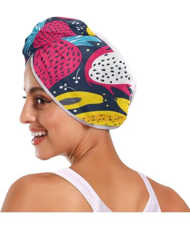 Buy Dragon Fruit Pitaya Banana Hair Towel 2 Pack | Super Absorbent Quick-Dry Hair Turbans for Women & Girls - Ideal for All Hair Types - Buy Online on GoSupps.com