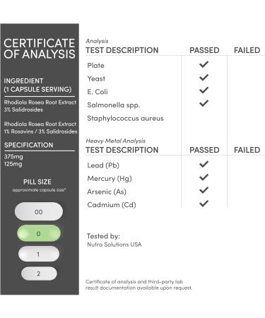 Rhodiola Rosea Supplement 500mg 120 Vegan Capsules (Third Party Test Gluten Free 3% Salidrosides 1% Rosavins Extract) for Performance Calming Motivation by Double Wood - Buy Online on GoSupps.com