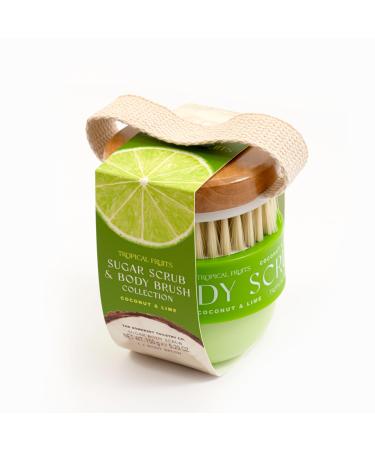 Tropical Fruits Gentle Exfoliating Sugary Scrub & Brush Coconut and Lime 150g