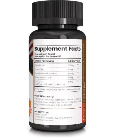Amerrition Advanced Lutein Eye Health Supplement - Enhanced with Zeaxanthin Supports Vision & Eye Health - Non-GMO & Gluten Free - Natural Eye Vitamin Tablets - 60ct - Buy Online on GoSupps.com