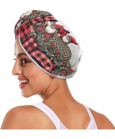 Buy Christmas Dwarf Red Black Plaid Hair Towels | Super Absorbent Quick Dry Hair Turbans - 2 Pack for Women & Girls - Buy Online on GoSupps.com