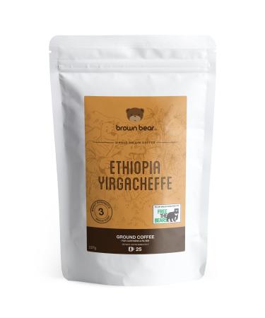 Ethiopia Yirgacheffe Ground Coffee 227g - For French Press Cafetiere Filter Drip V60 Aeropress - Medium Roast - Strength 3 - Brown Bear Ethiopian Coffee - Donation to Free The Bears Ethiopia 227 g (Pack of 1) - Buy Online on GoSupps.com