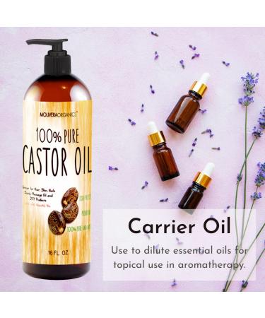 Molivera Organics Castor Oil 16 oz - 100% Pure Cold Pressed Moisturizer for Skin, Hair, Eyelashes - Premium Hair Care Solution - Buy Online on GoSupps.com