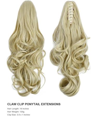 BUYOGET Ponytail Extension Long Curly Wavy Claw Jaw Clip in Synthetic Hairpiece Pony Tail Tale 14 Inches Bleach Blonde - Buy Online on GoSupps.com