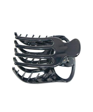 Parcelona French Curvy Oval Paw Black Cellulose Acetate Hair Claw Clip for Women and Girls - Black - Buy Online on GoSupps.com