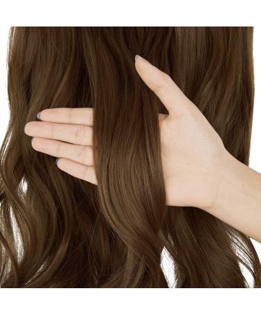 OMGREAT Ombre Halo Hair Extensions 20 Inch Curly Synthetic Hair Light Chestnut Brown - Heat Friendly Fiber - No Clip Headband - Buy Online on GoSupps.com