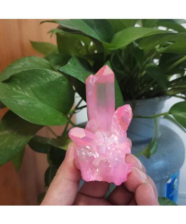 Reiki Crystal 1pcs 200g Electroplated PinkCrystal Quartz Cluster Art Decoration Specimen Jewelry Making Stone Home Decoration Can be Used for Crystal Cluster (Size : 130-160g) - Buy Online on GoSupps.com