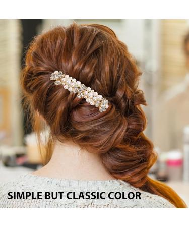 FRCOLOR Pearl Headpiece alloy rhinestone hair bridal hair wedding hair Light weight hair Classic color hair bride hair accessory gold bowtie golden wedding hair Rhinestone Hair Accessories - Buy Online on GoSupps.com